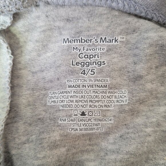 Members Mark Girls Capri Leggings 2-Pack Black & Gray Size 4/5 - Picture 5 of 5